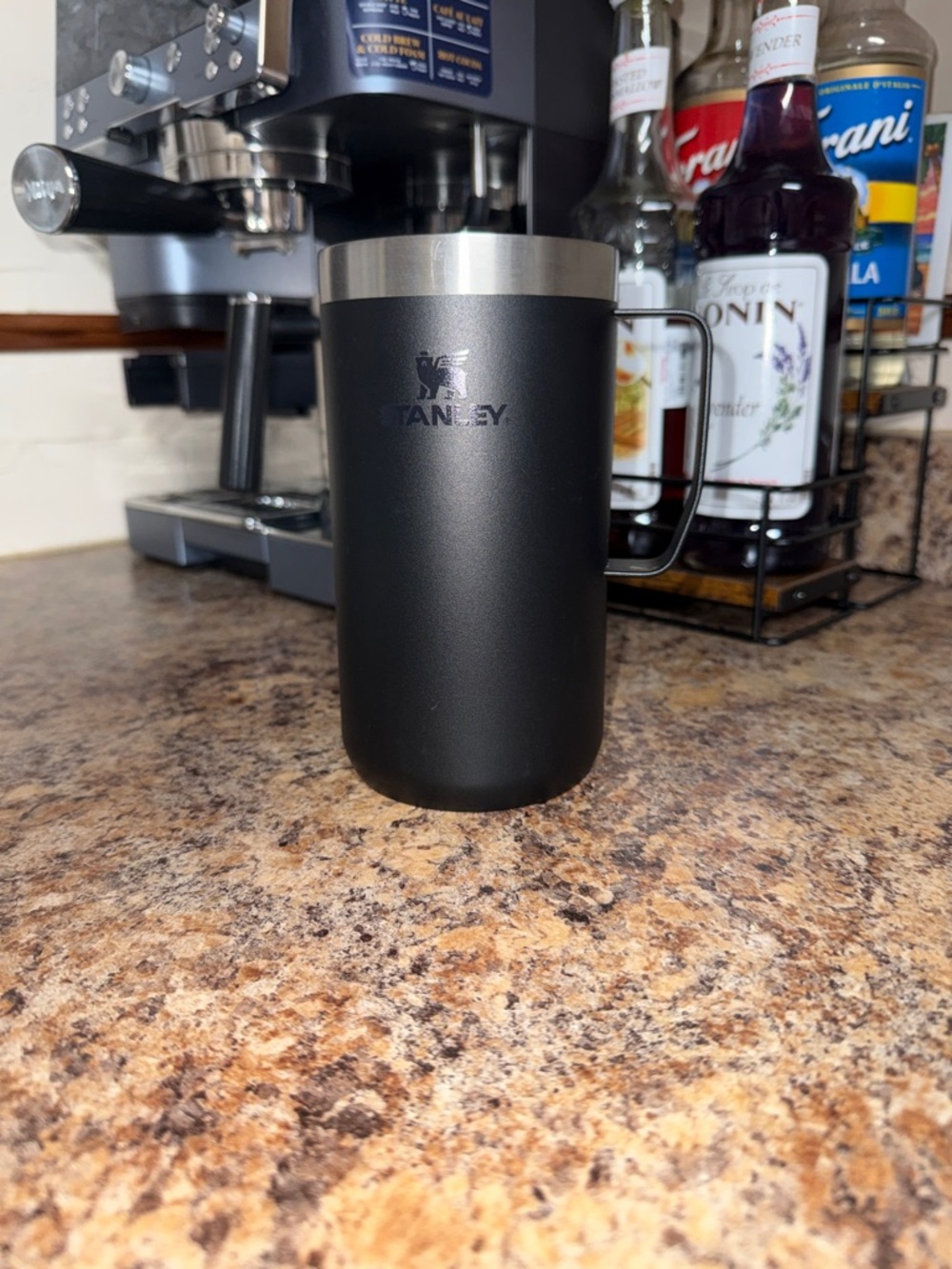Stanley Matte Black Travel Mug with Stainless Rim